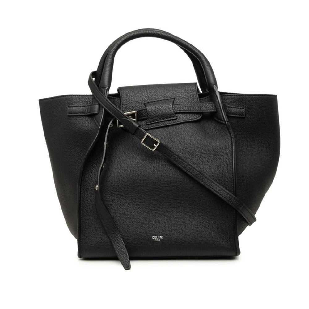 Celine Handbag 2-Way Shoulder Bag Black Leather Women's CELINE